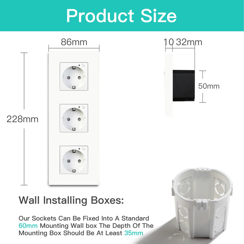 BSEED Single ZigBee Wall Sockets Energy Monitor Double Smart Meter Sockets Google Smart Life App Alexa Triple Sockets EU Plastic