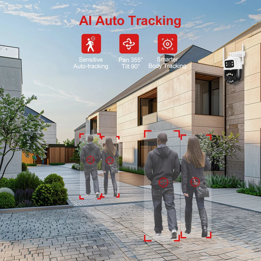 ASECAM 12MP 6K Wifi Camera 8X Zoom Dual Screen Ai Human Detect Auto Tracking CCTV Outdoor Security Surveillance Camera iCSee