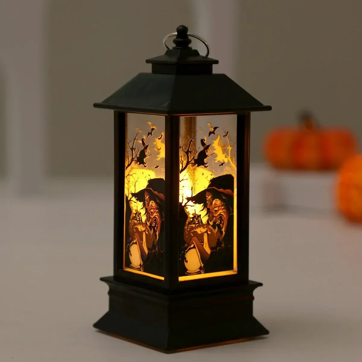 Halloween LED Decorations Vintage Witch Castle and Pumpkin Ghost Hanging Lantern Lamp for Spooky Party Supplies