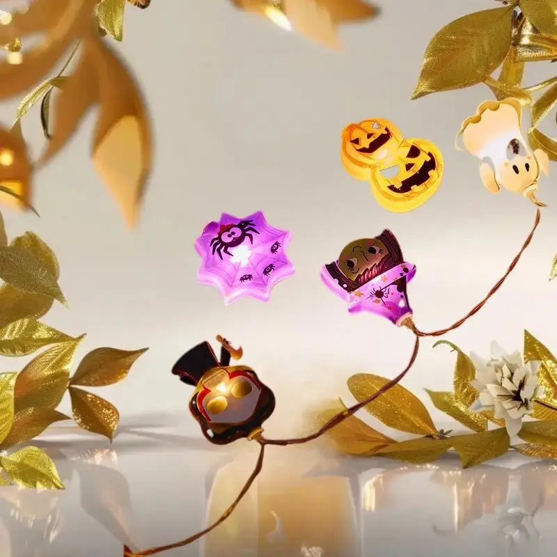 Halloween Decoration LED String Lights,Pumpkin Ghost Spider Web Hanging Lamp,Home Outdoor Lantern Props