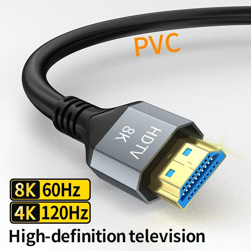 8K HDMI Cable High Speed Hdmi Cables Braided Nylon & Gold Connectors HDMI2.1 4K @ 120Hz 8K@60Hz for Laptop PS5 Xbox HDTV