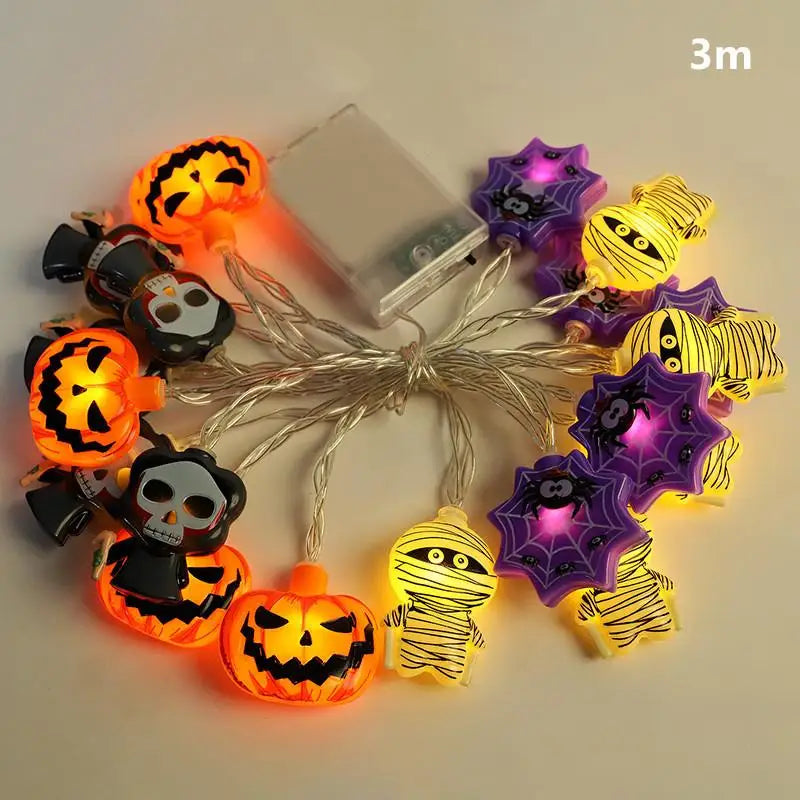 Halloween Decoration LED String Lights,Pumpkin Ghost Spider Web Hanging Lamp,Home Outdoor Lantern Props