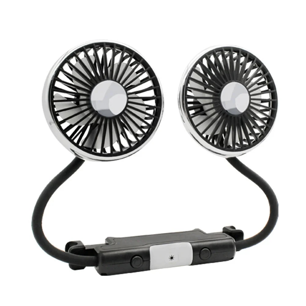 Car Cooling Fan Dual-Head Type-c USB Fan For Car 3 Speeds Adjustable Auto Air Cooler Fan Car Accessories