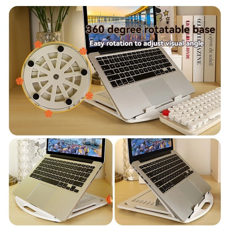 Laptop Stand 360 Rotation 2 in 1 Portable Ergonomic Angled Laptop ABS Plastic Stand Adjustable Height Laptop Holder Laptop Stand