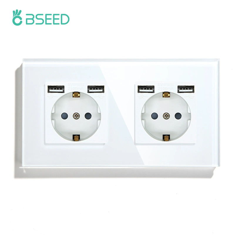 BSEED Touch Light Switches LED Backlight EU Wall Sockets Switches Glass Panel Max.Load 300W 1/2/3Gang LED Light Switches