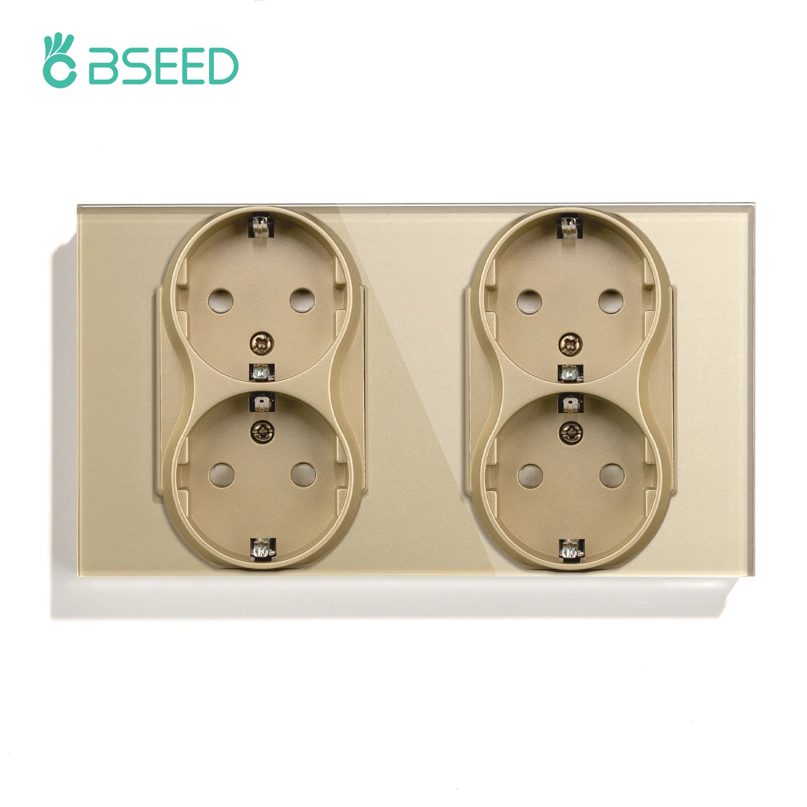 BSEED EU Double Socket Dual Germany Wall Sockets Home Appliance Power Outlets Crystal Glass Frames Child Safety Protection 16A
