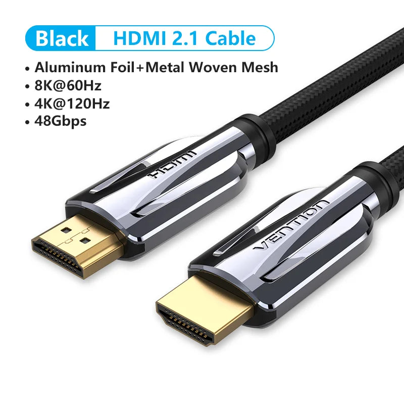 Vention 8K HDMI 2.1 Cable 4K 120Hz 48Gbps for USB C HUB PS5 TV Box Dolby Atmos HDR10+ HDMI Splitter Swictch Digital HDMI Cables