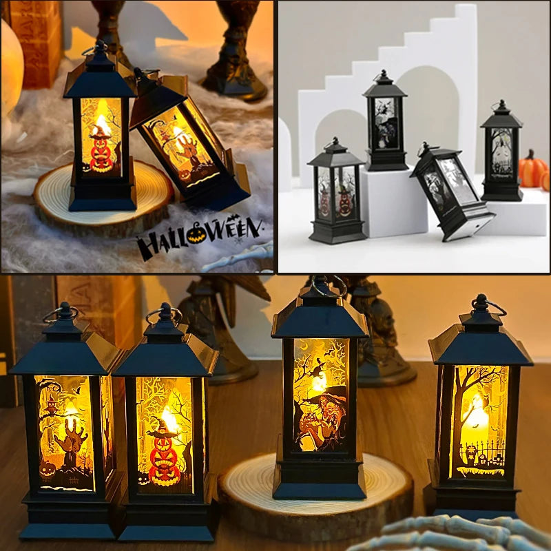 Halloween Electronic Pagoda Candle Light LED Pumpkin Witch Skeleton Owl Home Party Desktop Mood Decoration Cute Festival Gifts