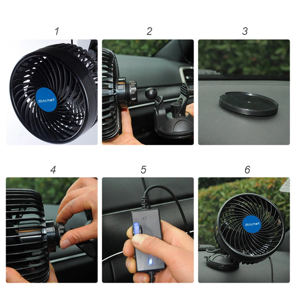 Auto Cooling Fan Single Head 12/24V Auto Ventilation Fan Strong Wind Electric Car Circulator Mini Car Fan Cooler for Vehicle SUV