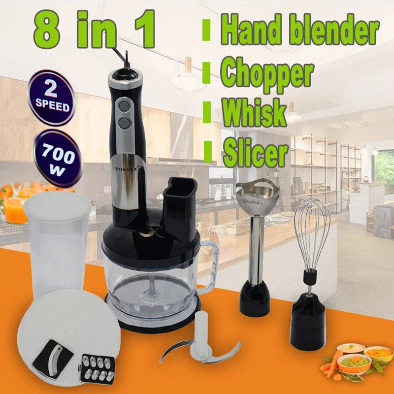 Hand Blender 8-in-1, Multi-function Electric Blender and Milk Frother for Shakes, Purees and Smoothies