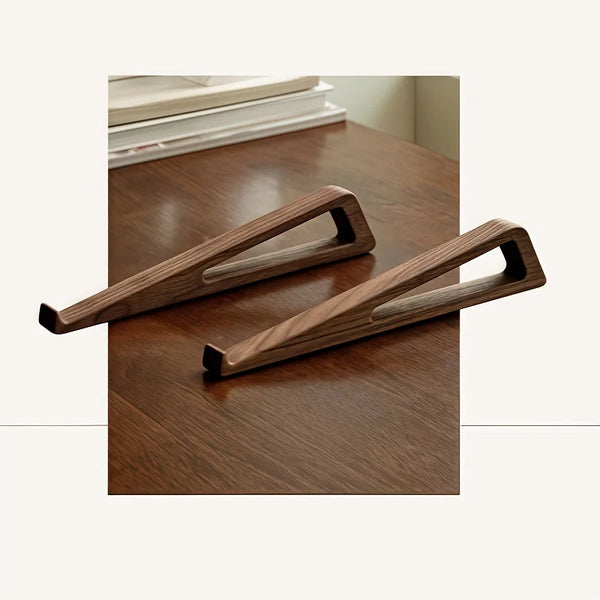 Portable Foldable Wooden Laptop Stand-Ergonomic 12° Adjustable Angle, Cooling Ventilation Triangular Design,Office Accessory