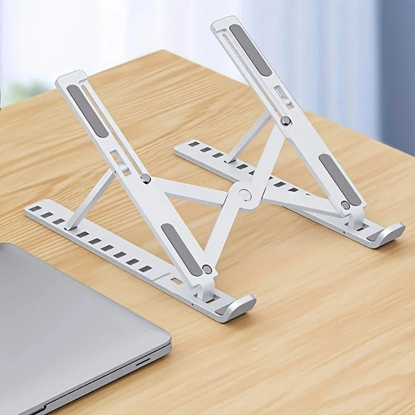Portable Plastic Laptop Stand - Ergonomic Angle Adjustment, Lightweight Durable Design Workspace Organization Home Office Use