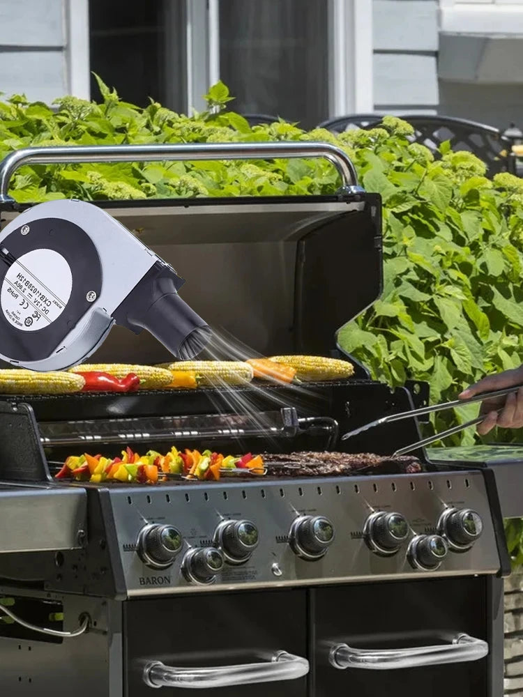 6000RPM BBQ Blower with Variable Speed Controller DC 12V Barbecue Fan BBQ Fan Air Blower for Camping Stove Cooking Fans