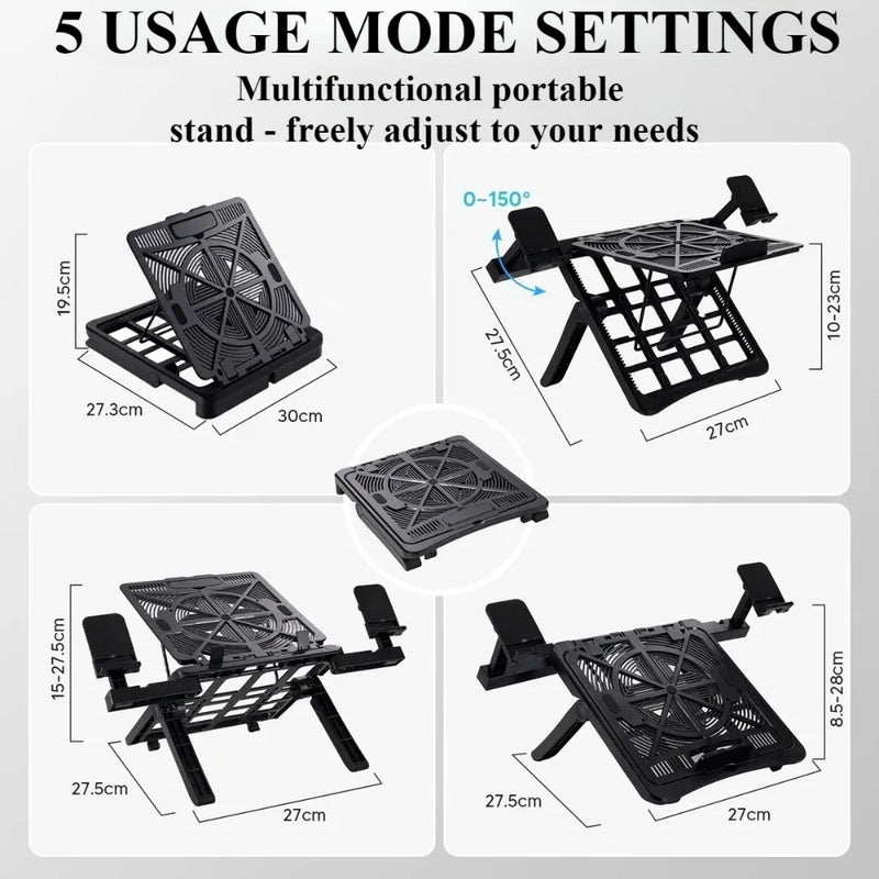 Laptop Stand with Phone Holder Adjustable Laptop Stand Ergonomics Laptop Riser Foldable & Portable for Desk MacBook Notebooks