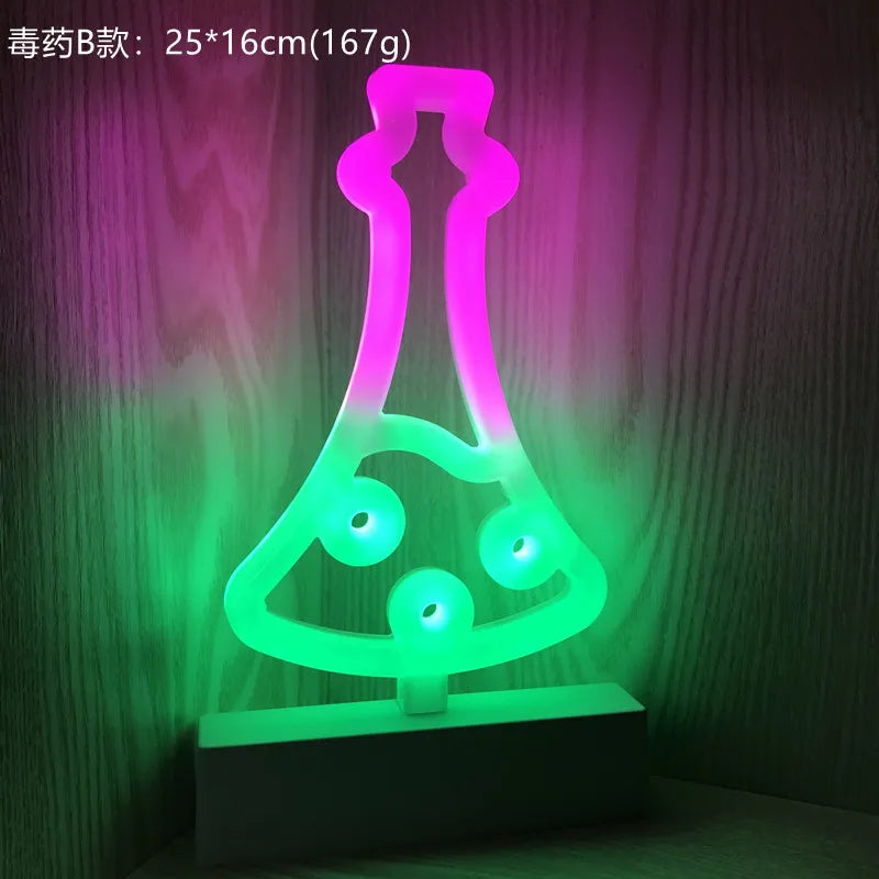 Halloween Decoration Neon Lights Witch Hat Candy Ghost Party Lamp for Bedroom Bar Coffee Decor Lighting Skull Baby Night Light