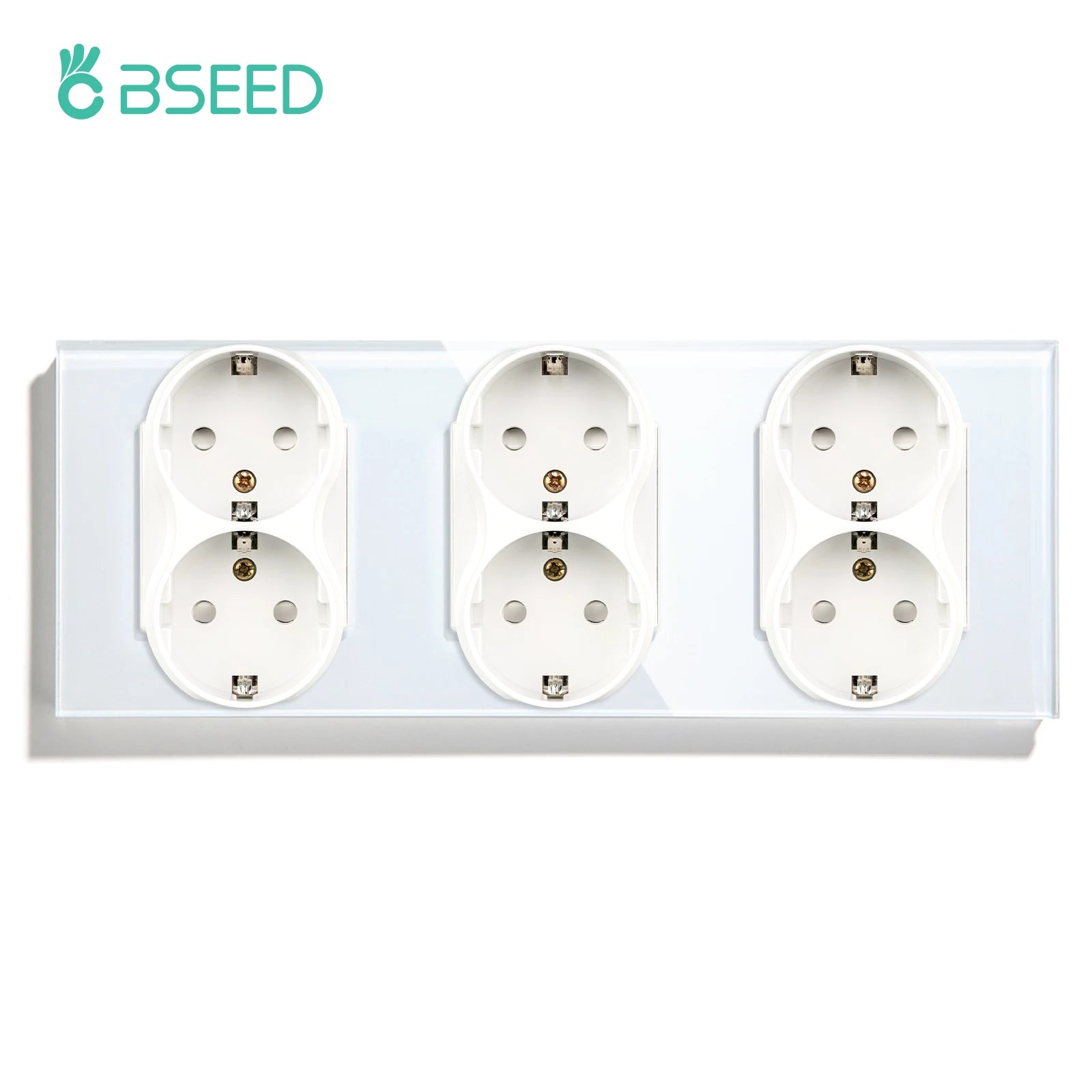 BSEED EU Double Socket Dual Germany Wall Sockets Home Appliance Power Outlets Crystal Glass Frames Child Safety Protection 16A