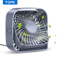 TOPK Mini Portable Fan,USB Desk Fan Table,Quiet 3 Speed Wind Personal Fan 360°Rotatable Head Standing Fans for Room Camping Hom