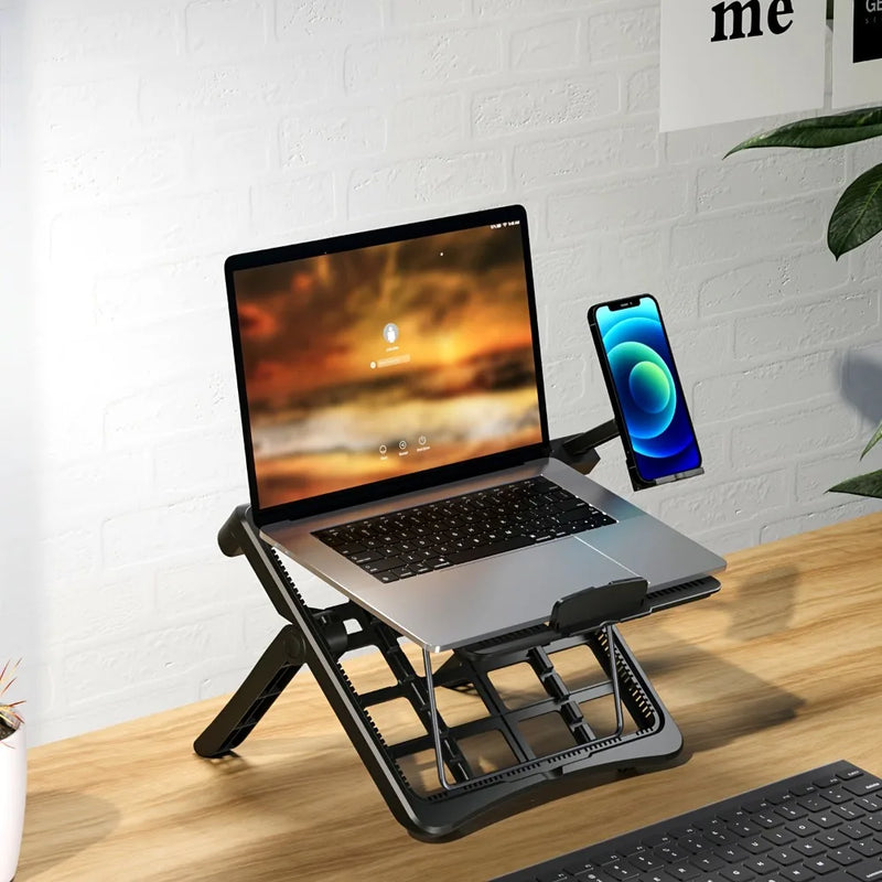 Laptop Stand with Phone Holder Adjustable Laptop Stand Ergonomics Laptop Riser Foldable & Portable for Desk MacBook Notebooks