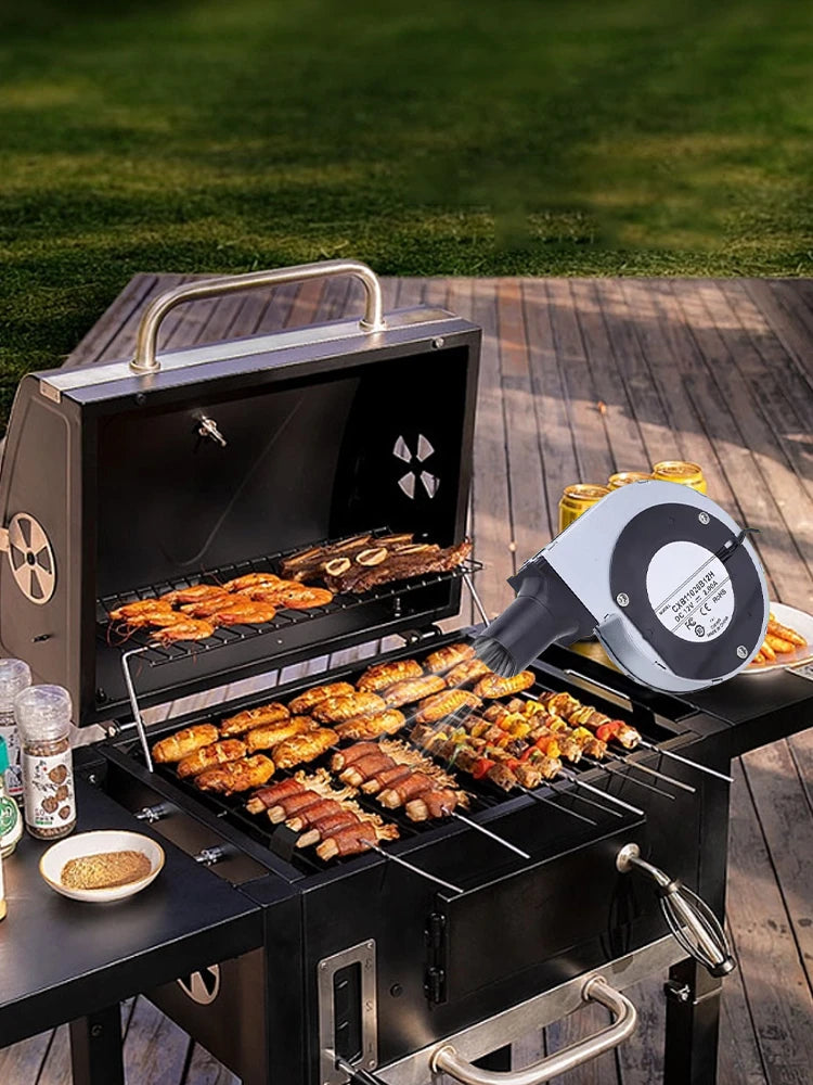 6000RPM BBQ Blower with Variable Speed Controller DC 12V Barbecue Fan BBQ Fan Air Blower for Camping Stove Cooking Fans