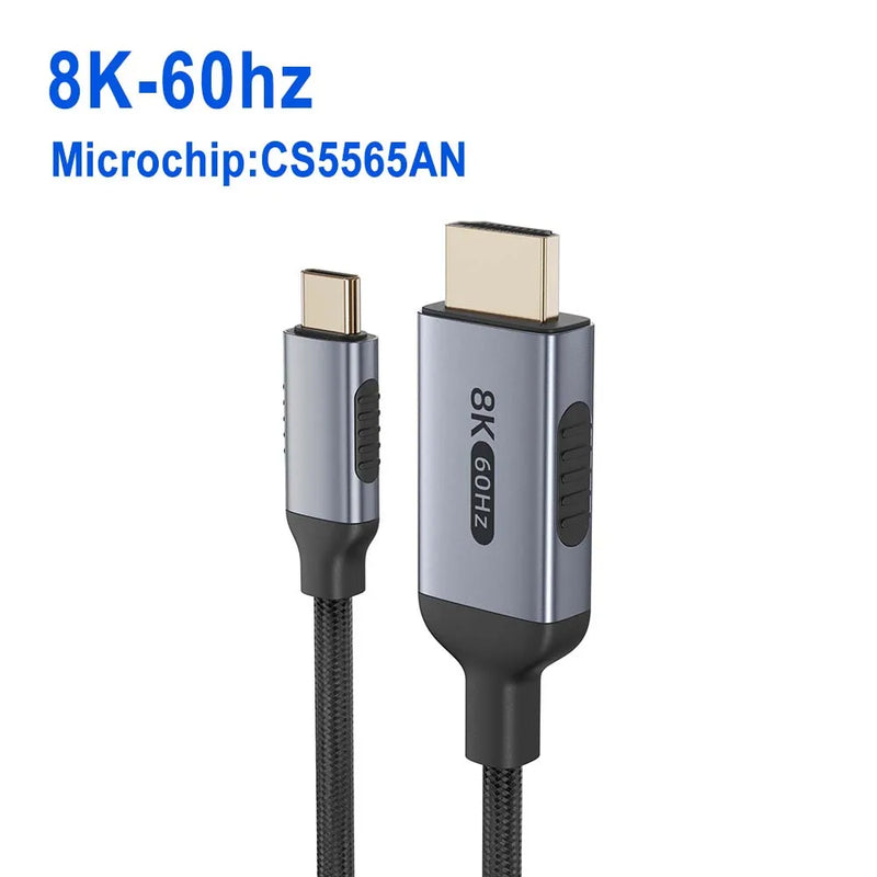 8K USB C To HDMI 2.1 Cable 8k@60hz 4K@120hz Type C HDMI Cables HDMI-Compatible  Converter Adapter For Thunderbolt 3/4 Laptop TV