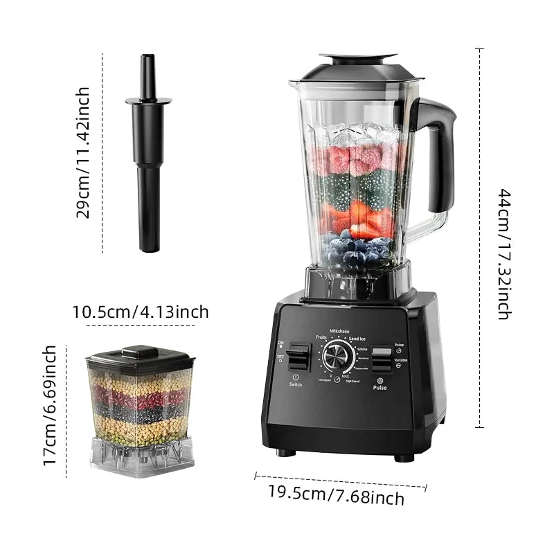 2 In 1 Heavy Duty Commercial Blender Stationary Mixer Ice Smoothies Professional High Power Food Processor Kitchen Appliances
