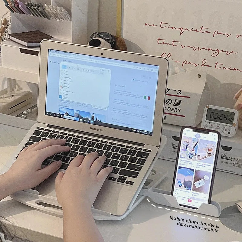 Laptop Stand for Desk: 360-Degree Rotatable, Height-Adjustable, Foldable, Portable, Heat-Dissipating Tray