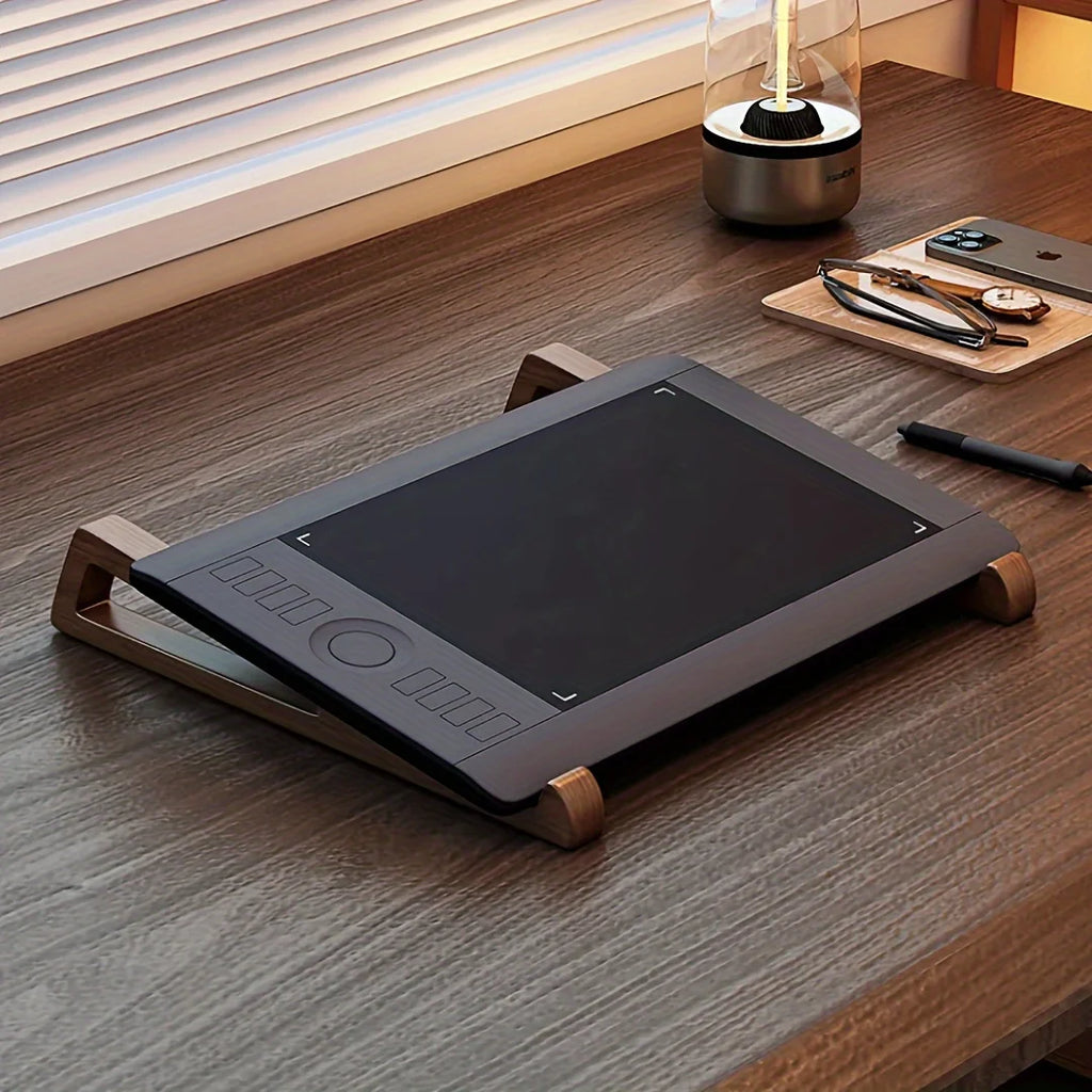 Portable Foldable Wooden Laptop Stand-Ergonomic 12° Adjustable Angle, Cooling Ventilation Triangular Design,Office Accessory