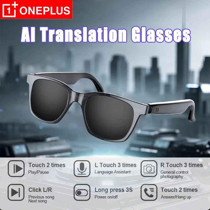 OnePlus AI Glasses Smart Glasses Chat GPT AI Real-time Translation Music Play Bluetooth Glasses Anti-Blue Light Lens Daily Use