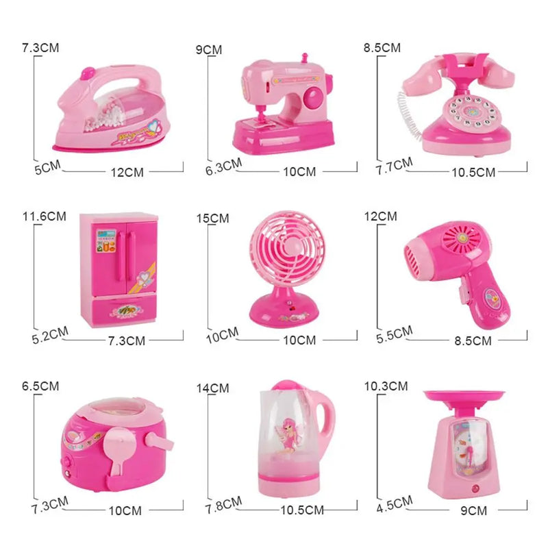 Coffee Machine Household Appliances Toys Toaster Blender Cooking Pretend Play Set Sweeper with Light Kitchen Toys For Children