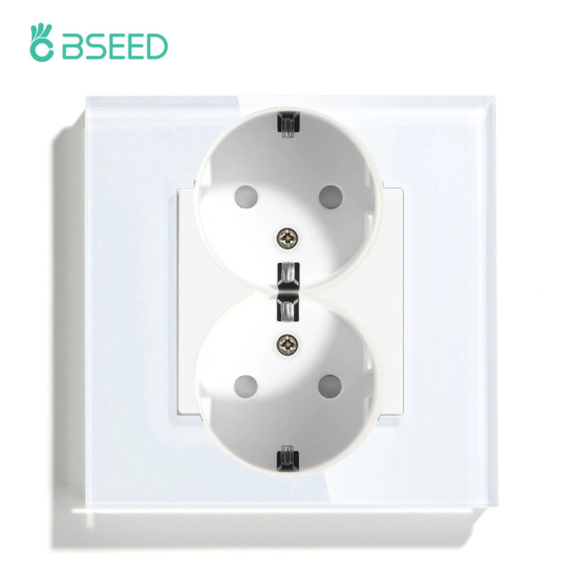 BSEED Touch Light Switches LED Backlight EU Wall Sockets Switches Glass Panel Max.Load 300W 1/2/3Gang LED Light Switches