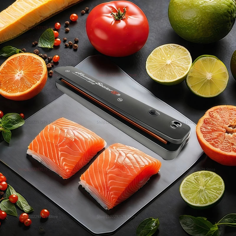 220V 110V Electric Vacuum Sealer Machine Food Saver for Home Kitchen with Vacuum Bags Black Compact Fresh Seal Food Preservation