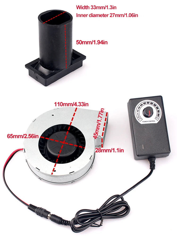 6000RPM BBQ Blower with Variable Speed Controller DC 12V Barbecue Fan BBQ Fan Air Blower for Camping Stove Cooking Fans