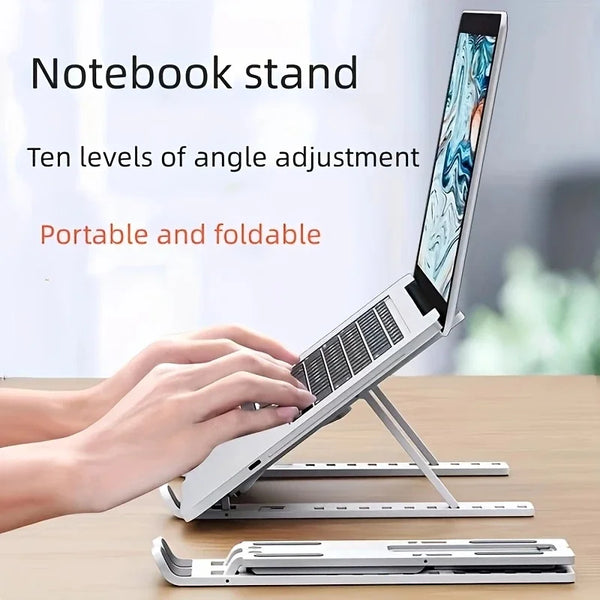 Portable Plastic Laptop Stand - Ergonomic Angle Adjustment, Lightweight Durable Design Workspace Organization Home Office Use