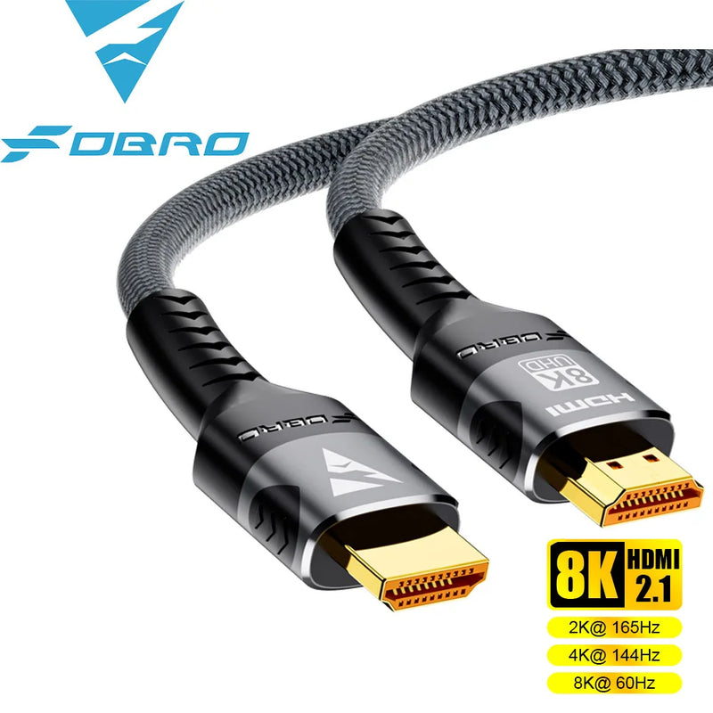 8K HDMI Cables 2.1 48Gbps High Speed HDMI Braided Durable Perfect Cord-4K@120Hz 8K@60Hz ForHDR Video Cable PC Laptop TV PS5