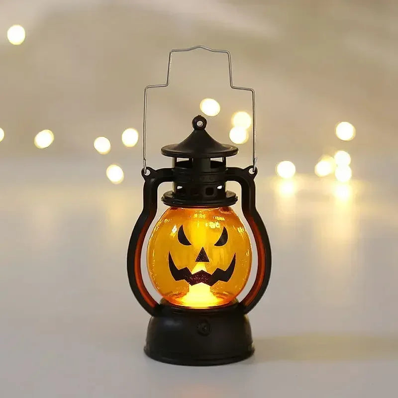 Halloween LED Decorations Vintage Witch Castle and Pumpkin Ghost Hanging Lantern Lamp for Spooky Party Supplies
