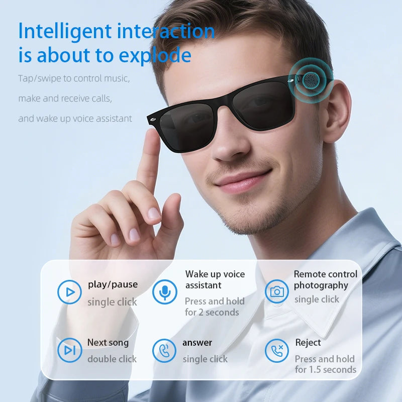 Marvoin AI Intelligent Glasses Fashion Waterproof Multifunctional Bluetooth Call Playing Music Smart Sunglasses For Men & Woman