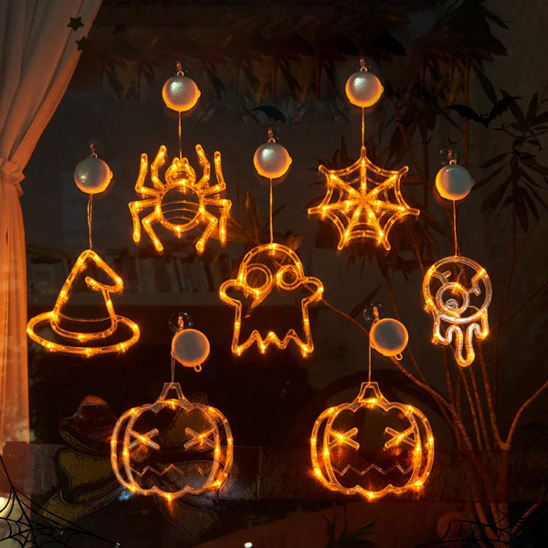 Halloween Lantern Festival Party Decoration Ghost Lantern Pumpkin Hanging Lantern Spider Web LED Suction Cup Lamp