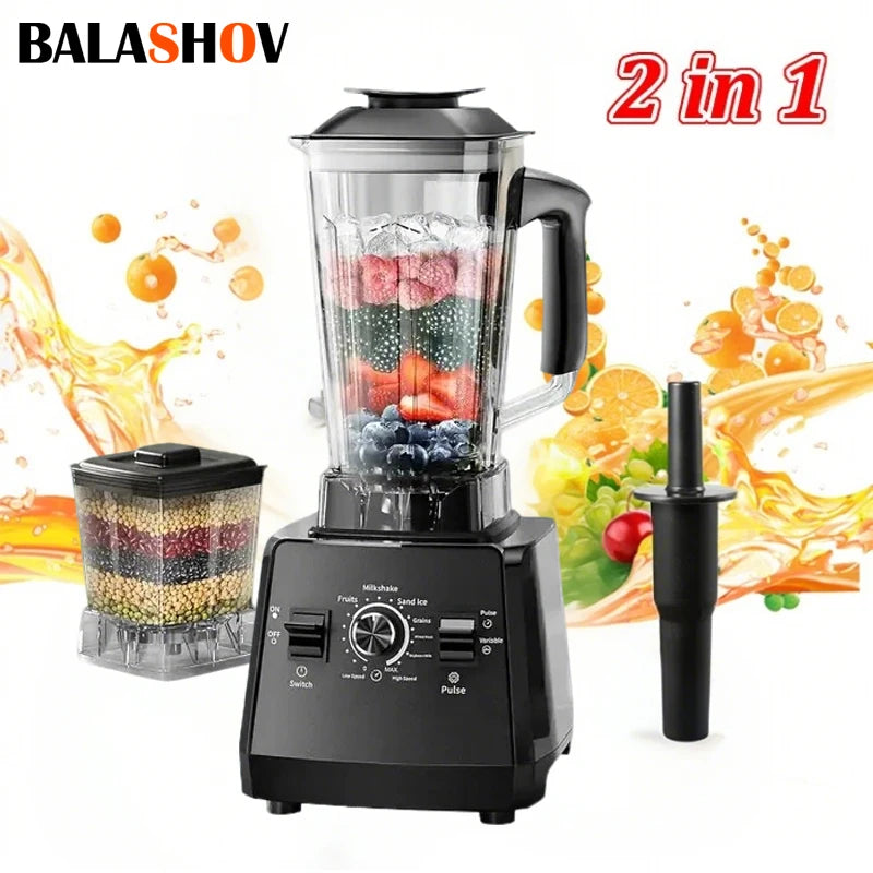 2 In 1 Heavy Duty Commercial Blender Stationary Mixer Ice Smoothies Professional High Power Food Processor Kitchen Appliances