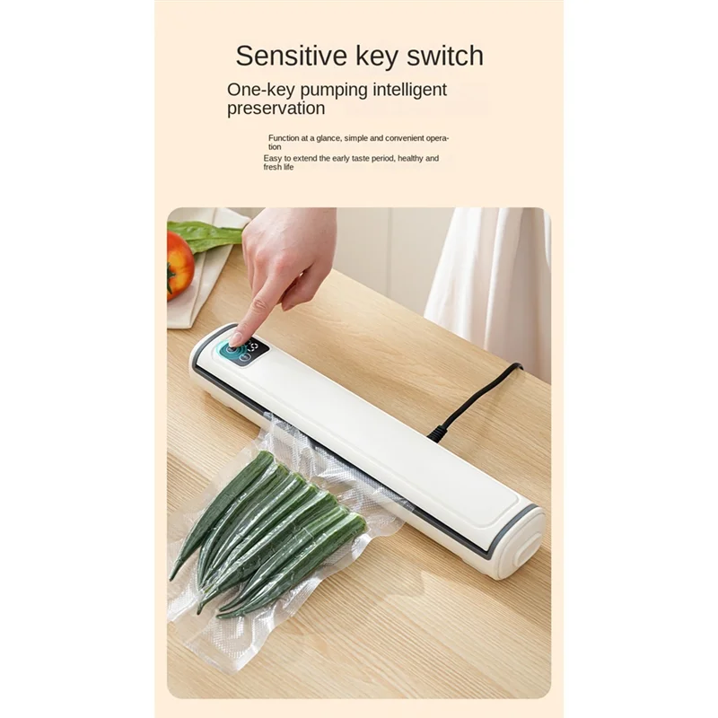 B82B-For Food Storage Portable Vacuum Sealer Machine Includes 10 Bags, Compact Design For Home Kitchen, Camping, Travel EU Plug