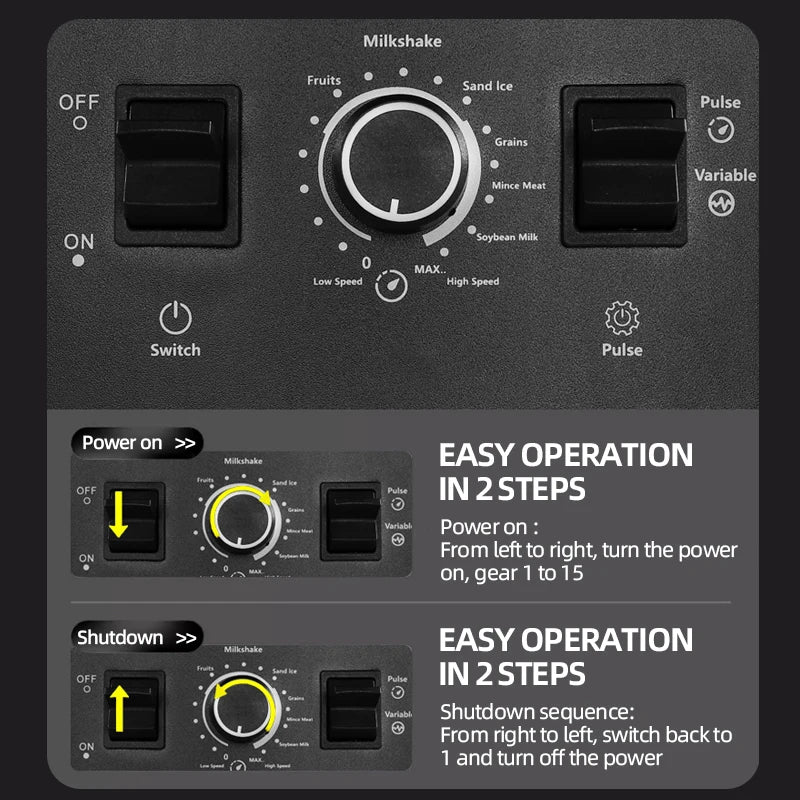 2 In 1 Heavy Duty Commercial Blender Stationary Mixer Ice Smoothies Professional High Power Food Processor Kitchen Appliances