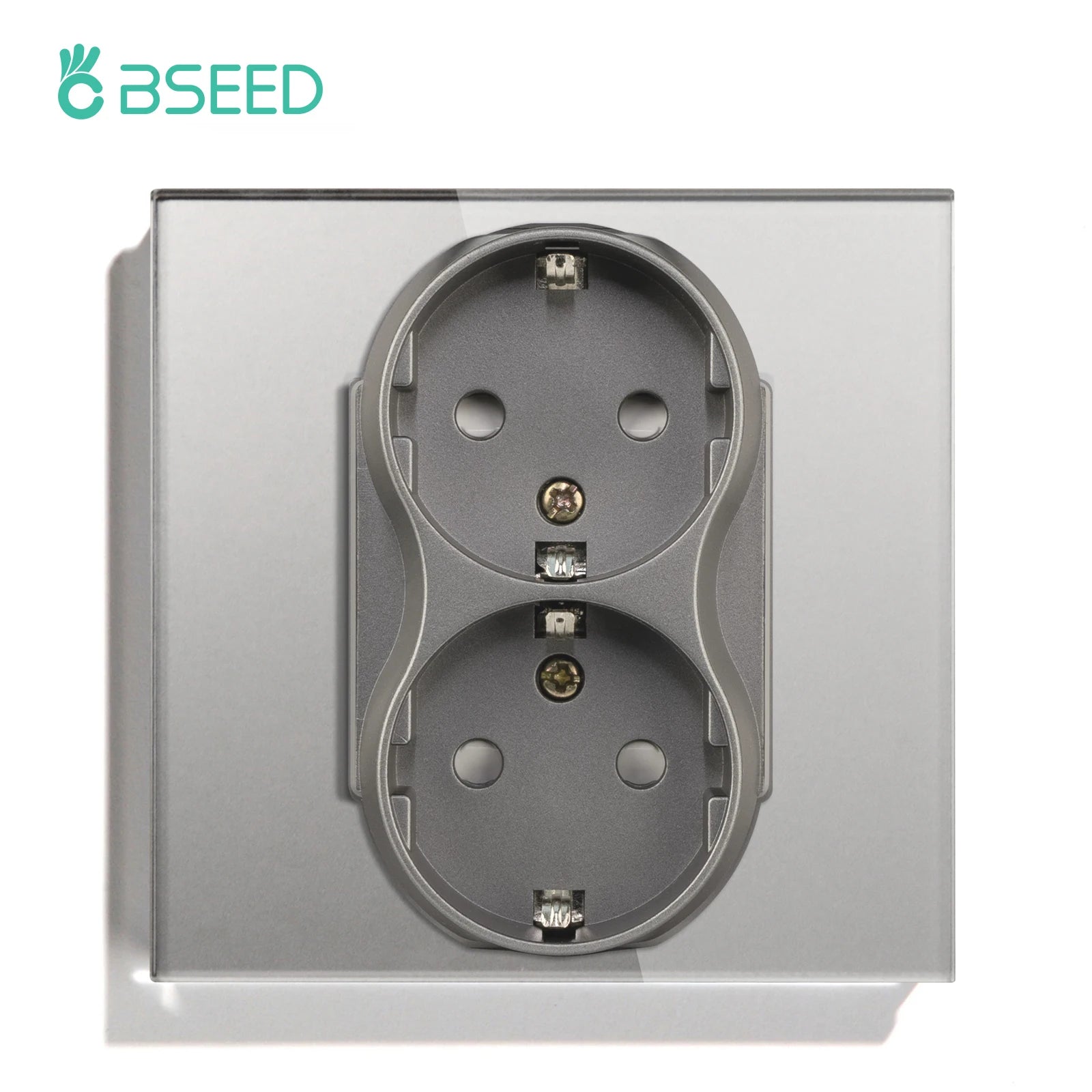 BSEED EU Double Socket Dual Germany Wall Sockets Home Appliance Power Outlets Crystal Glass Frames Child Safety Protection 16A