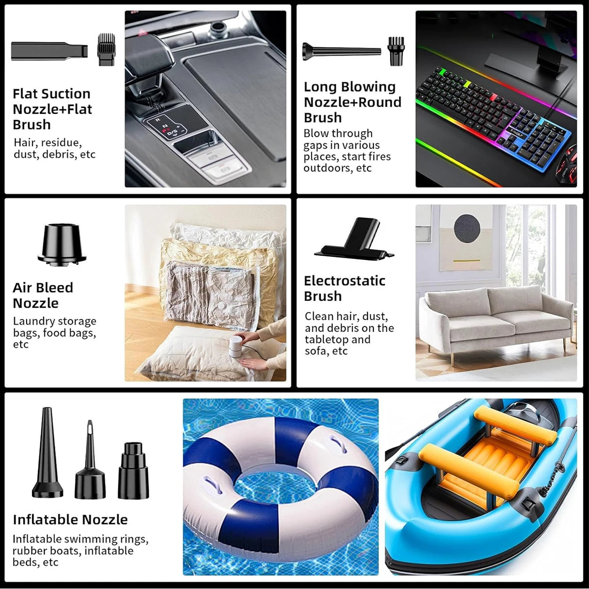 Car vacuum cleaner, small, high suction, household car, portable, inflatable, dual-use handheld car dust blower/hair dryer