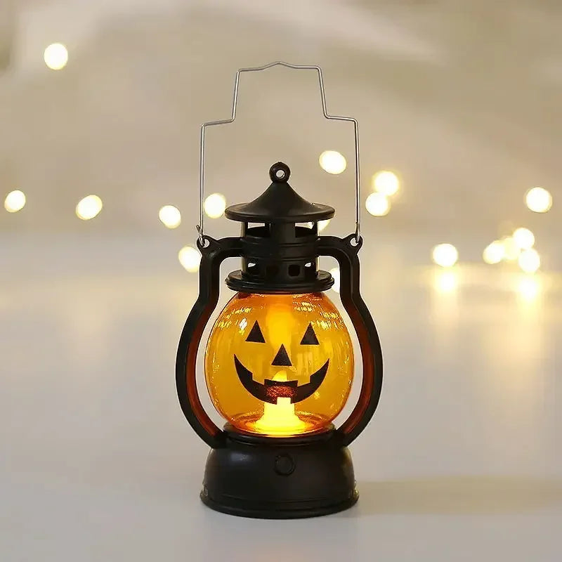 Halloween LED Decorations Vintage Witch Castle and Pumpkin Ghost Hanging Lantern Lamp for Spooky Party Supplies